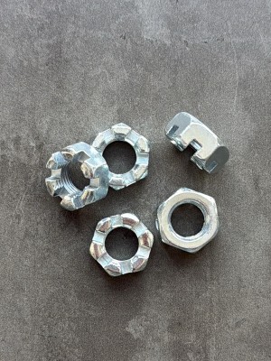 Гайка корончатая, прорезная низкая М14х1,5 ГОСТ 5919-73, класс прочности 10, покрытие цинк